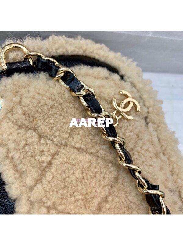 Replica Chanel CC Crumpled Shearling Waist Bag AS0406 Beige 14