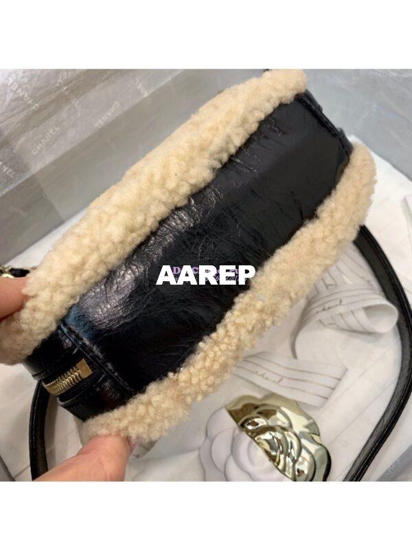 Replica Chanel CC Crumpled Shearling Waist Bag AS0406 Beige 15