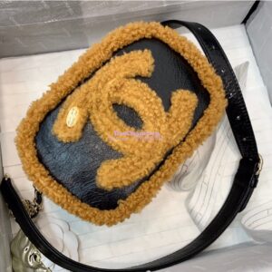 Replica Chanel CC Crumpled Shearling Waist Bag AS0406 Brown