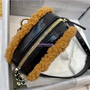 Replica Chanel CC Crumpled Shearling Waist Bag AS0406 Brown 2