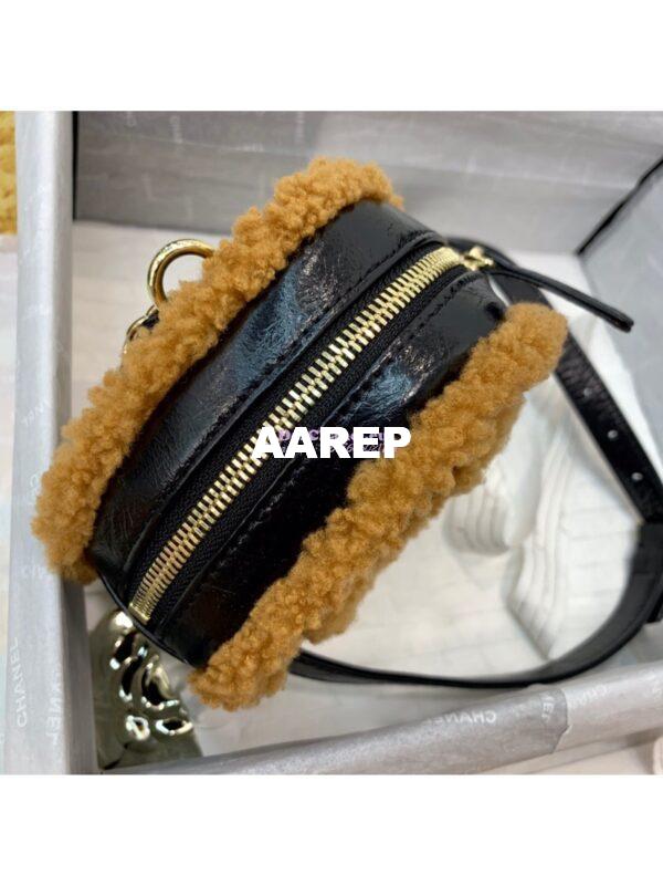 Replica Chanel CC Crumpled Shearling Waist Bag AS0406 Brown 4