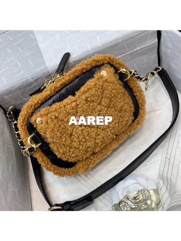 Replica Chanel CC Crumpled Shearling Waist Bag AS0406 Brown 5