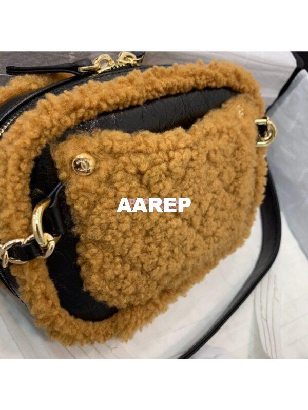 Replica Chanel CC Crumpled Shearling Waist Bag AS0406 Brown 6