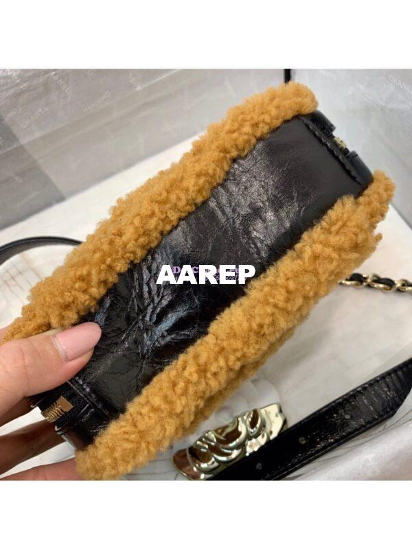 Replica Chanel CC Crumpled Shearling Waist Bag AS0406 Brown 7