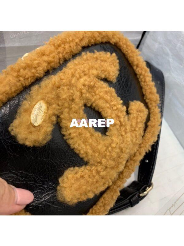Replica Chanel CC Crumpled Shearling Waist Bag AS0406 Brown 8