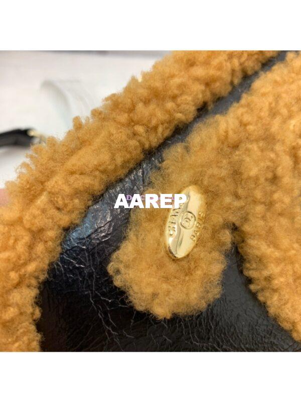 Replica Chanel CC Crumpled Shearling Waist Bag AS0406 Brown 9