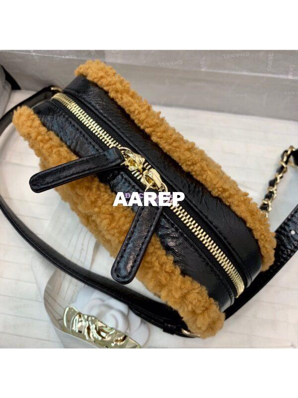Replica Chanel CC Crumpled Shearling Waist Bag AS0406 Brown 10