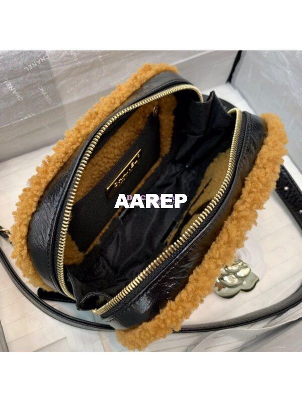 Replica Chanel CC Crumpled Shearling Waist Bag AS0406 Brown 11