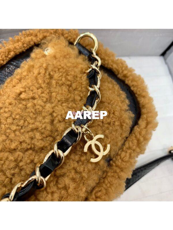 Replica Chanel CC Crumpled Shearling Waist Bag AS0406 Brown 14