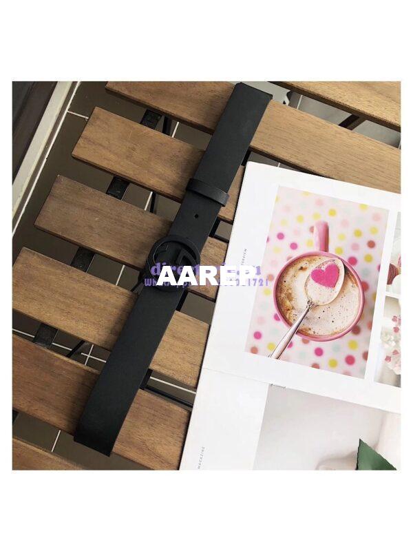 Replica Gucci Leather belt with interlocking G 368186 Black Hardware 5