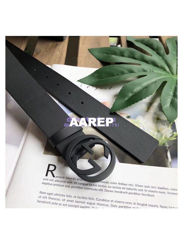 Replica Gucci Leather belt with interlocking G 368186 Black Hardware 6