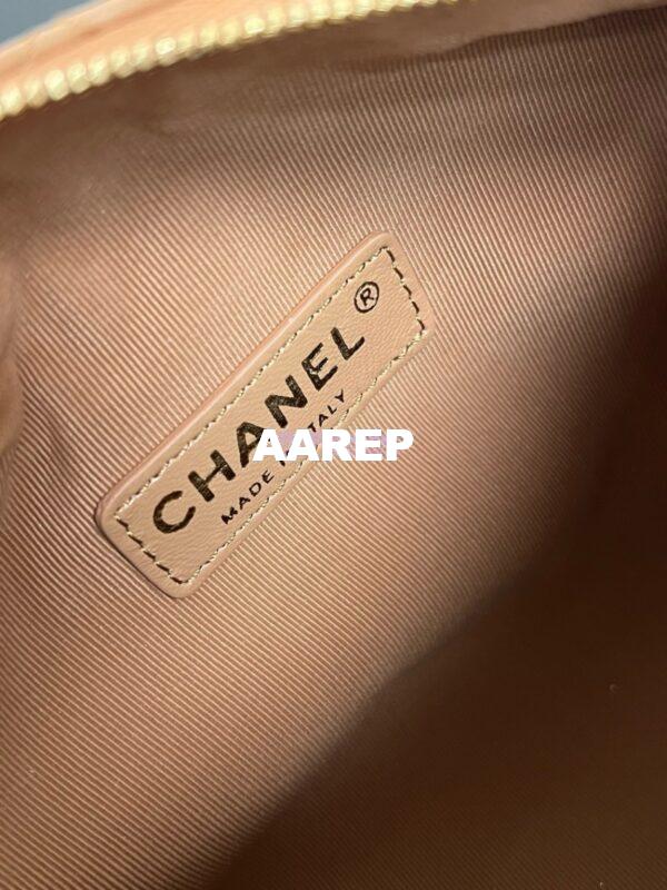 Replica Chanel 24P Small Camera Case Shiny Crumpled Lambskin AS5220 Dark Beige 10