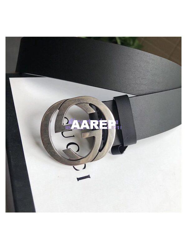Replica Gucci Leather belt with interlocking G 368186 2