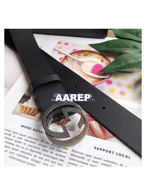 Replica Gucci Leather belt with interlocking G 368186 4