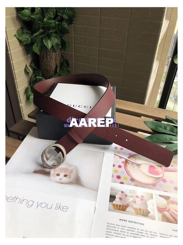 Replica Gucci Leather belt with interlocking G 368186 9