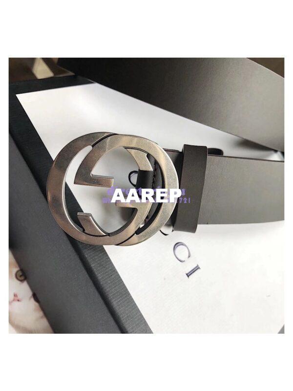 Replica Gucci Leather belt with interlocking G 368186 11