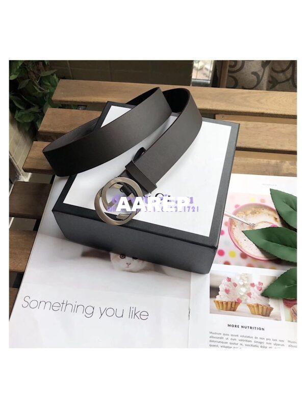 Replica Gucci Leather belt with interlocking G 368186 12