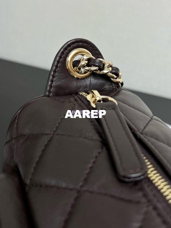 Replica Chanel 24P Small Camera Case Shiny Crumpled Lambskin AS5220 Dark Brown 7