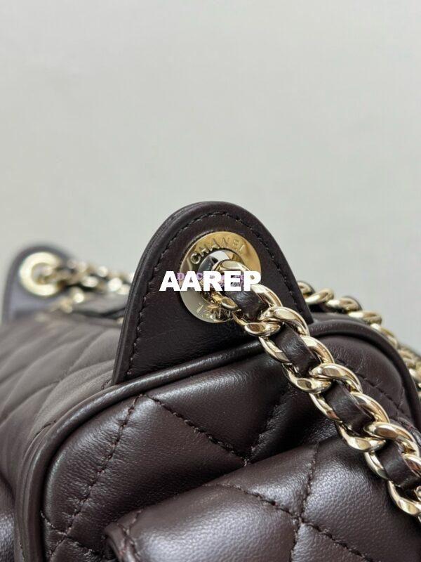 Replica Chanel 24P Small Camera Case Shiny Crumpled Lambskin AS5220 Dark Brown 8