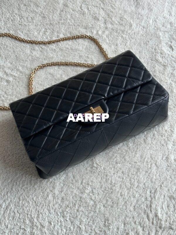 Replica Chanel Reissue 2.55 Maxi Classic Flap Bag in Aged Calfskin in Black 1119 6