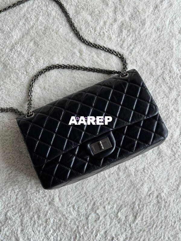 Replica Chanel Reissue 2.55 Large Classic Flap Bag in Aged Calfskin All Black 1113 3