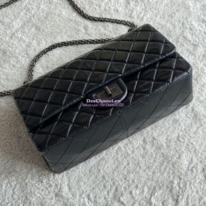 Replica Chanel Reissue 2.55 Large Classic Flap Bag in Aged Calfskin All Black 1113 2