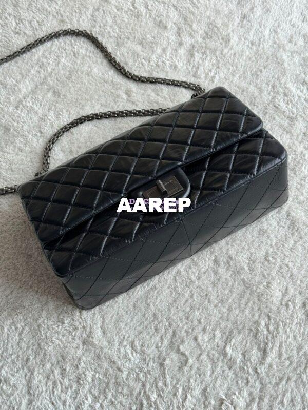 Replica Chanel Reissue 2.55 Large Classic Flap Bag in Aged Calfskin All Black 1113 4