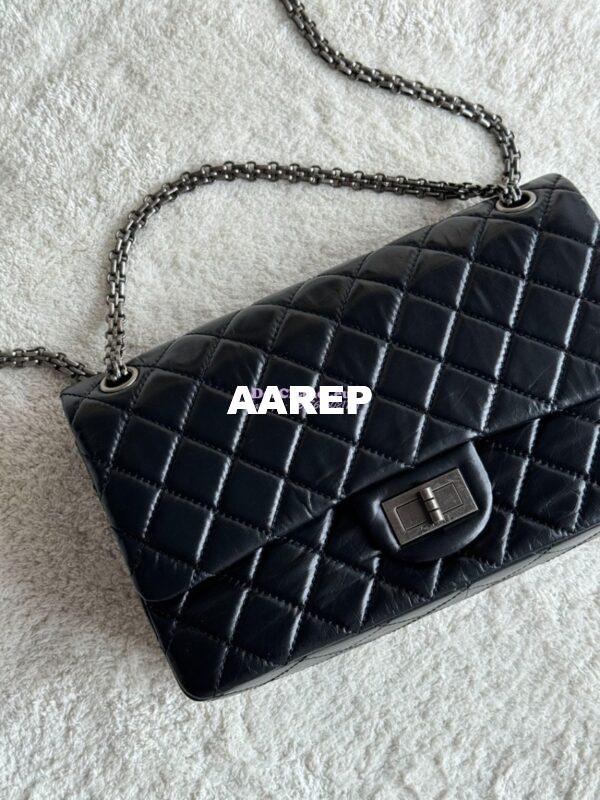 Replica Chanel Reissue 2.55 Large Classic Flap Bag in Aged Calfskin All Black 1113 6