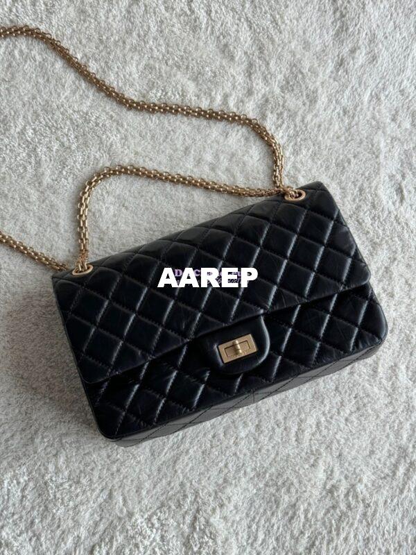 Replica Chanel Reissue 2.55 Large Classic Flap Bag in Aged Calfskin in Black 1113
