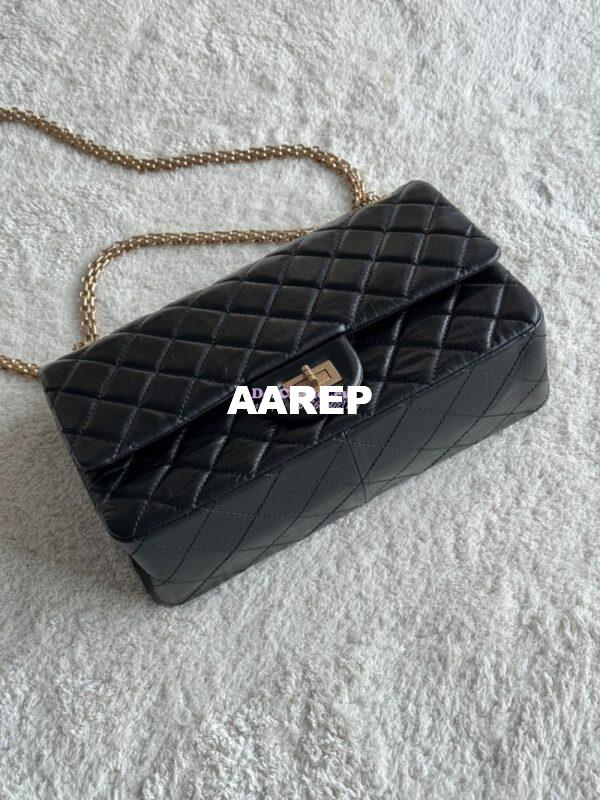 Replica Chanel Reissue 2.55 Large Classic Flap Bag in Aged Calfskin in Black 1113 2