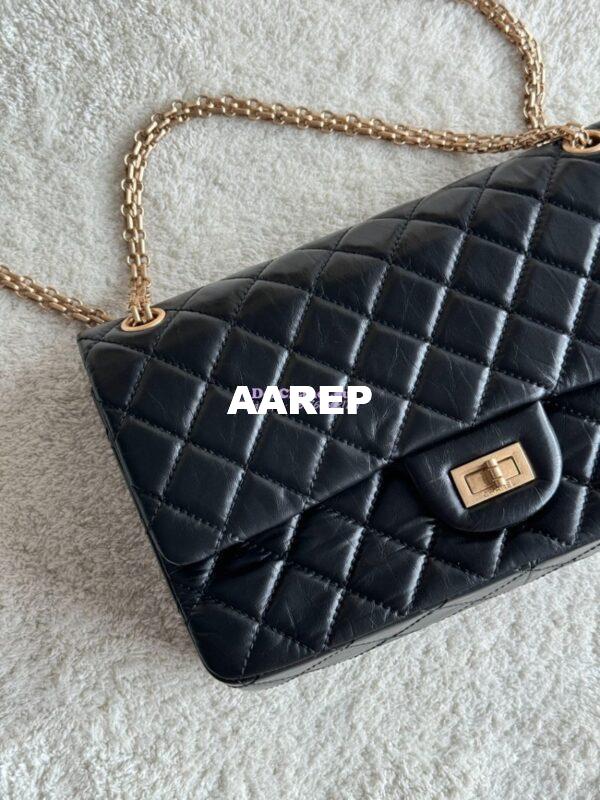 Replica Chanel Reissue 2.55 Large Classic Flap Bag in Aged Calfskin in Black 1113 4