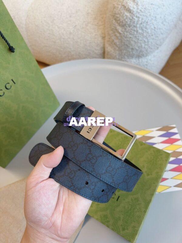 Replica Gucci GG Supreme 35mm Canvas Belt with Rectangular Buckle 722370
