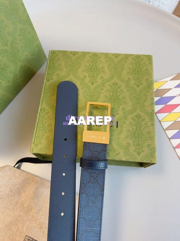 Replica Gucci GG Supreme 35mm Canvas Belt with Rectangular Buckle 722370 2