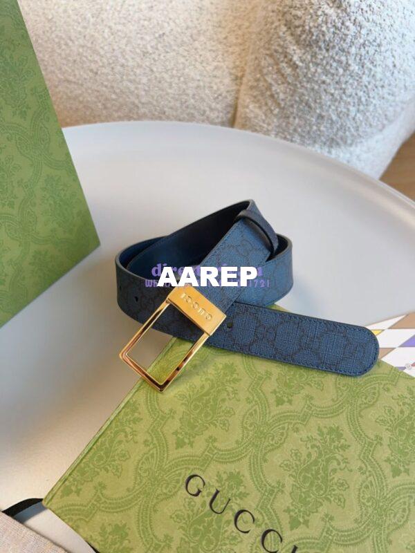 Replica Gucci GG Supreme 35mm Canvas Belt with Rectangular Buckle 722370 3