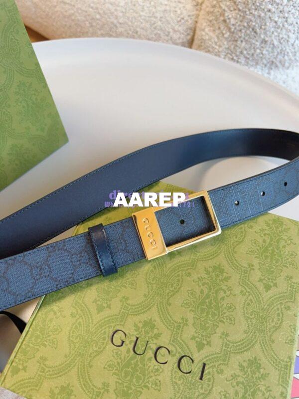 Replica Gucci GG Supreme 35mm Canvas Belt with Rectangular Buckle 722370 5