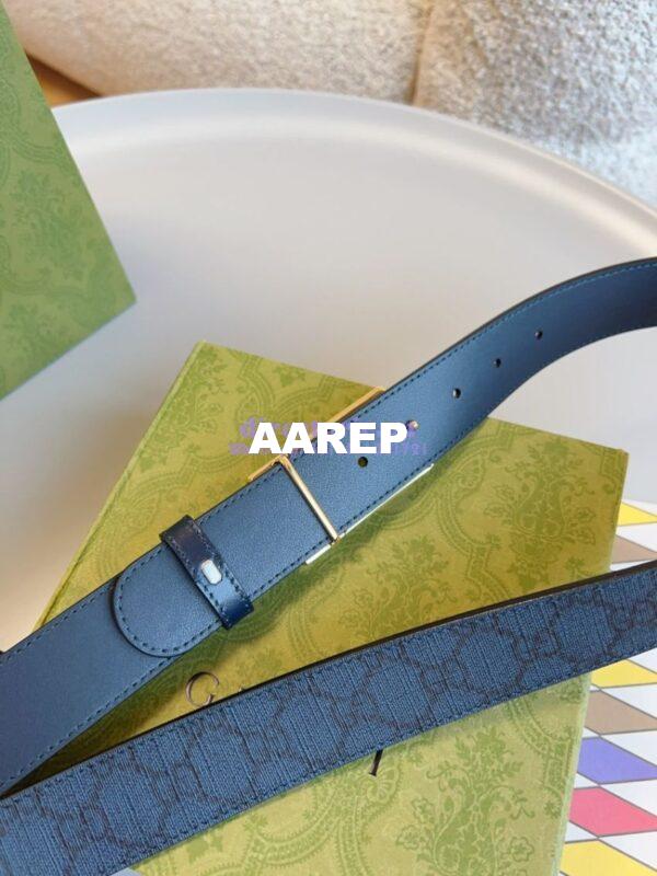 Replica Gucci GG Supreme 35mm Canvas Belt with Rectangular Buckle 722370 6