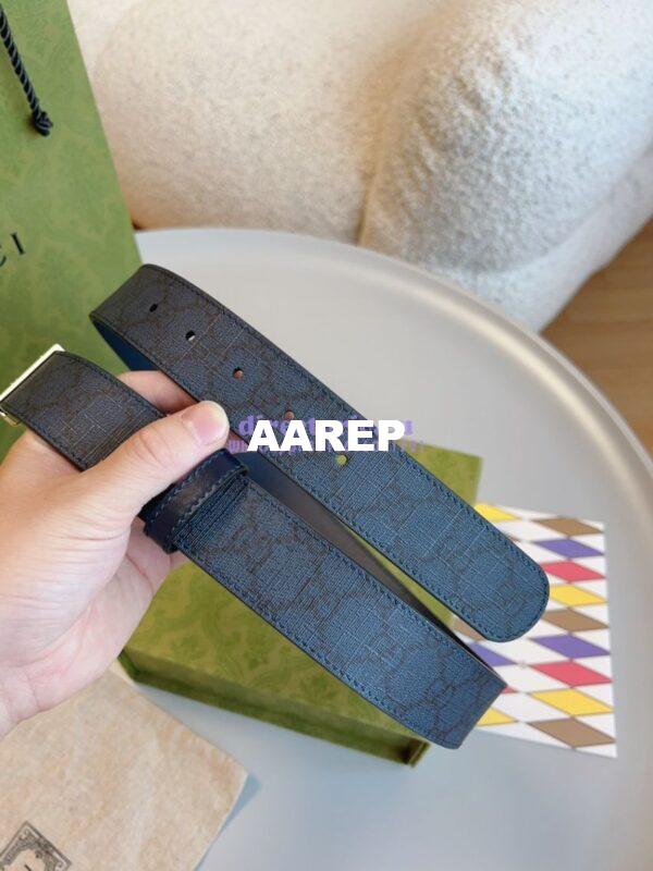 Replica Gucci GG Supreme 35mm Canvas Belt with Rectangular Buckle 722370 7