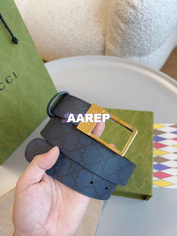 Replica Gucci GG Supreme 35mm Canvas Belt with Rectangular Buckle 722370 9