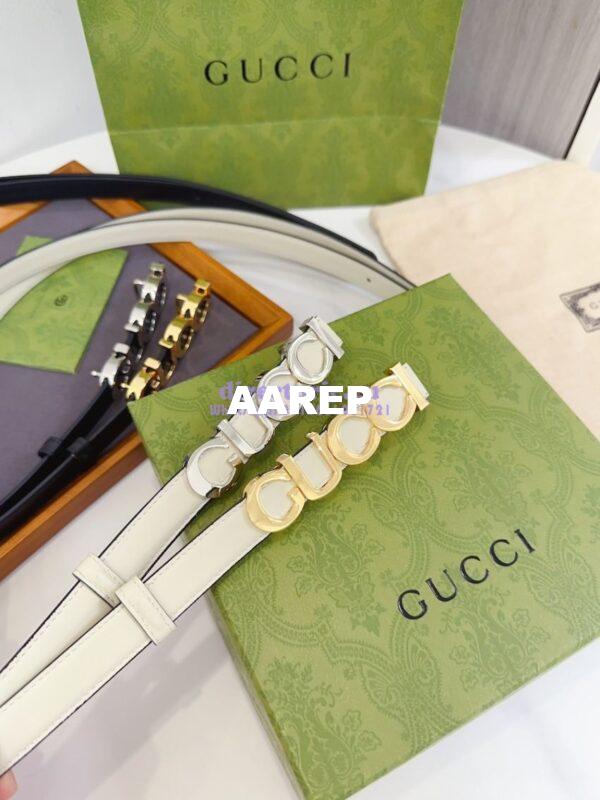 Replica Gucci Logo Buckle Thin Belt Leather 751600 3