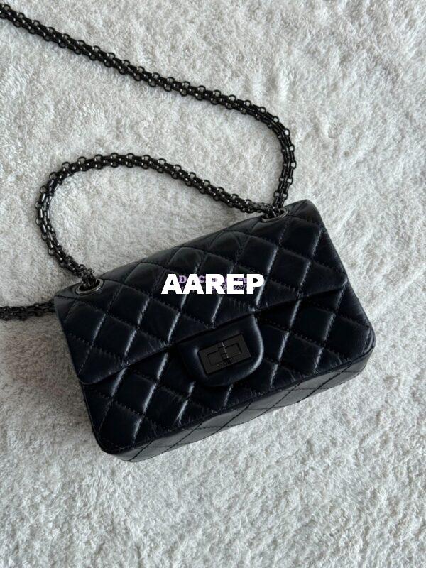 Replica Chanel Reissue 2.55 Small Flap Bag in Aged Calfskin All Black 3