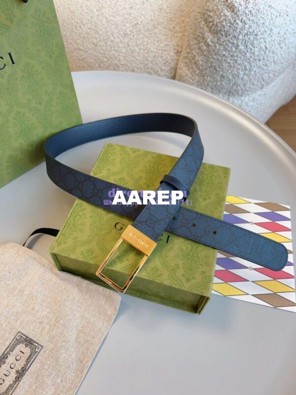 Replica Gucci GG Supreme 35mm Canvas Belt with Rectangular Buckle 722370 10