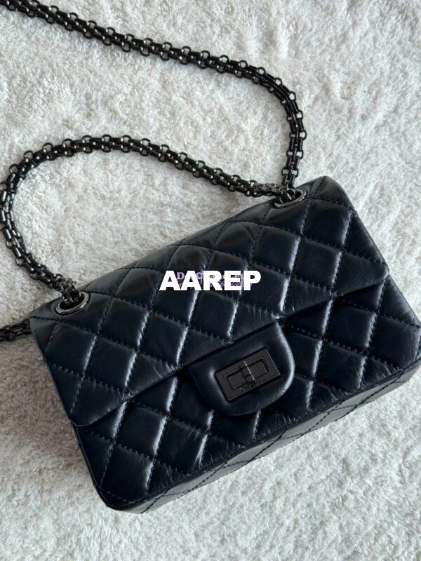 Replica Chanel Reissue 2.55 Small Flap Bag in Aged Calfskin All Black 4