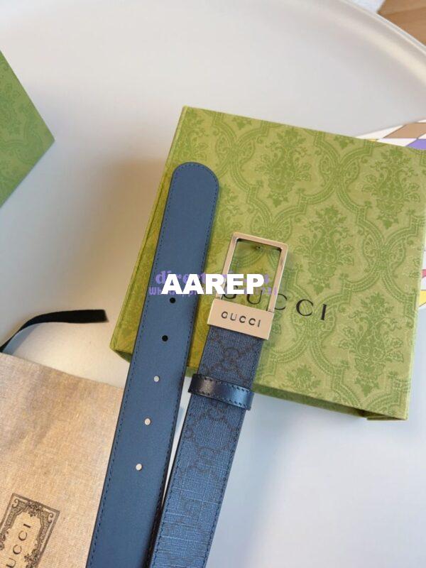 Replica Gucci GG Supreme 35mm Canvas Belt with Rectangular Buckle 722370 11