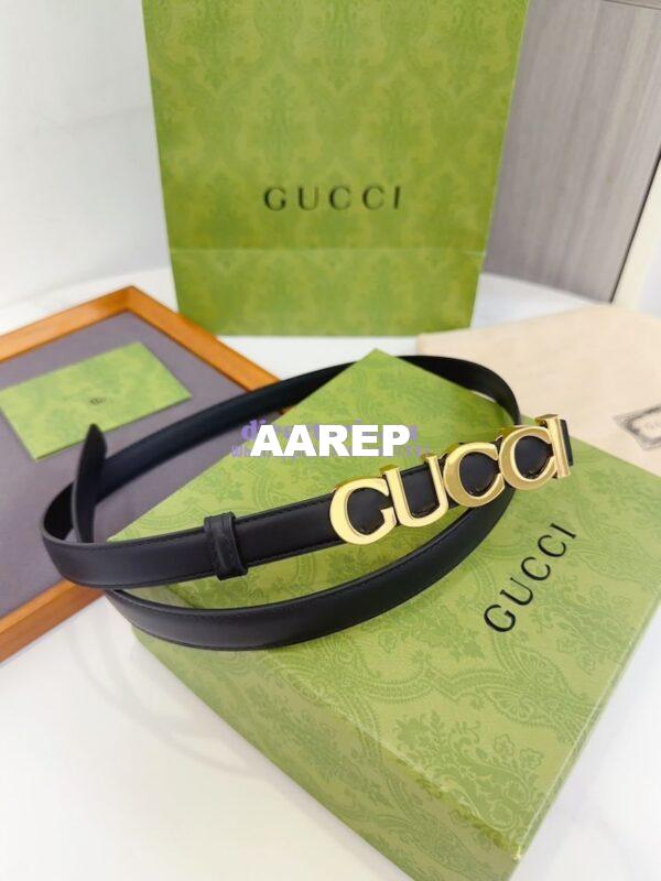 Replica Gucci Logo Buckle Thin Belt Leather 751600 6