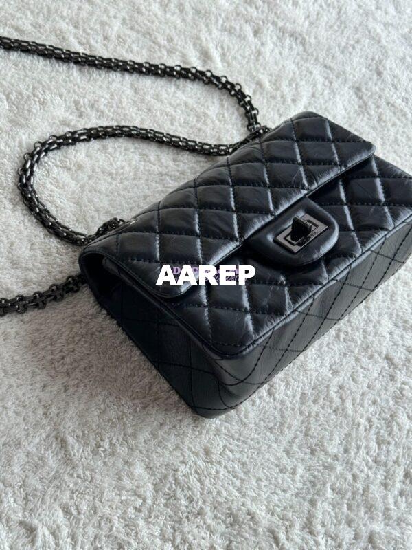 Replica Chanel Reissue 2.55 Small Flap Bag in Aged Calfskin All Black 5