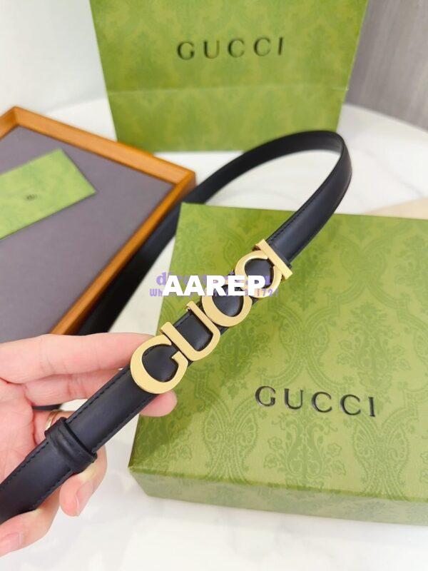 Replica Gucci Logo Buckle Thin Belt Leather 751600 7