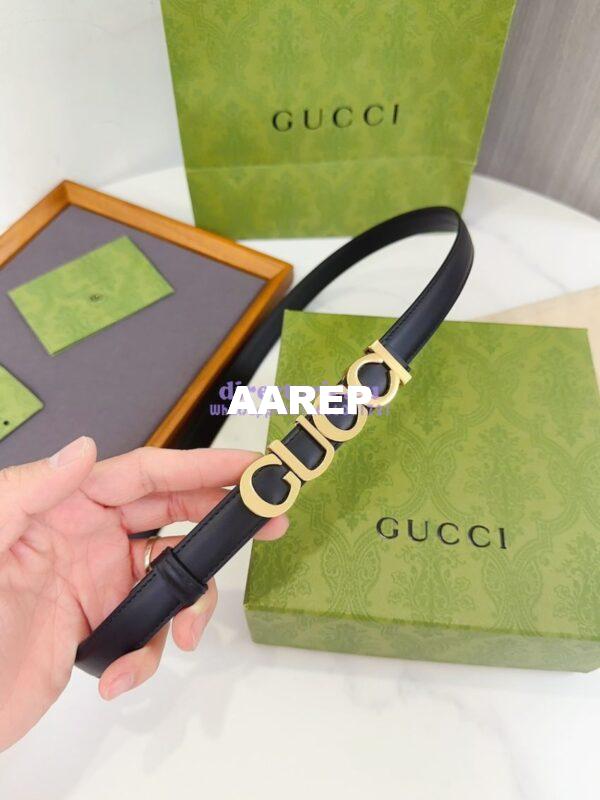 Replica Gucci Logo Buckle Thin Belt Leather 751600 8