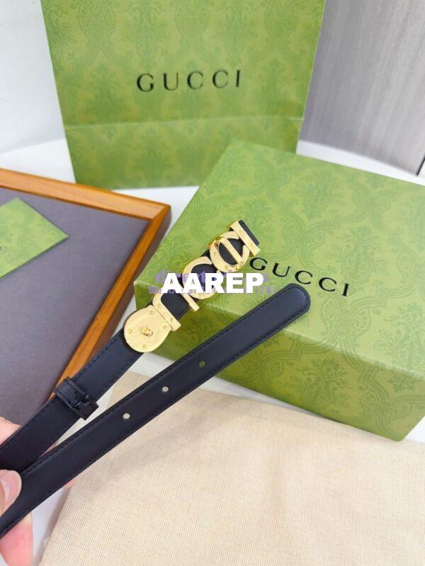 Replica Gucci Logo Buckle Thin Belt Leather 751600 9