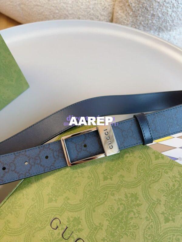 Replica Gucci GG Supreme 35mm Canvas Belt with Rectangular Buckle 722370 14