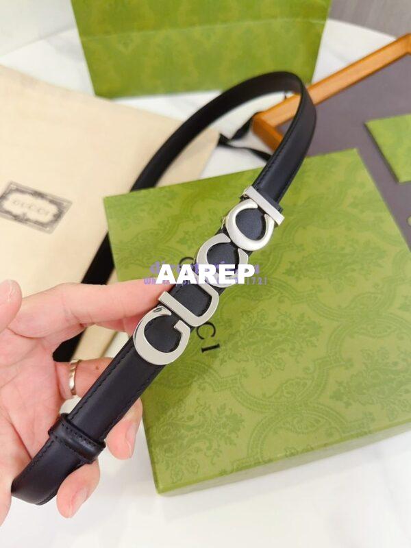Replica Gucci Logo Buckle Thin Belt Leather 751600 11
